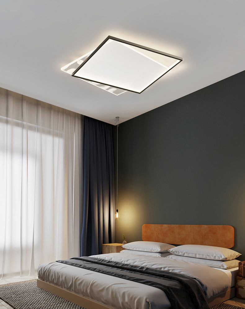 Modern Romantic Feather LED Ceiling Light Geometric Wrought Iron Ceiling Fixture for Bedroom