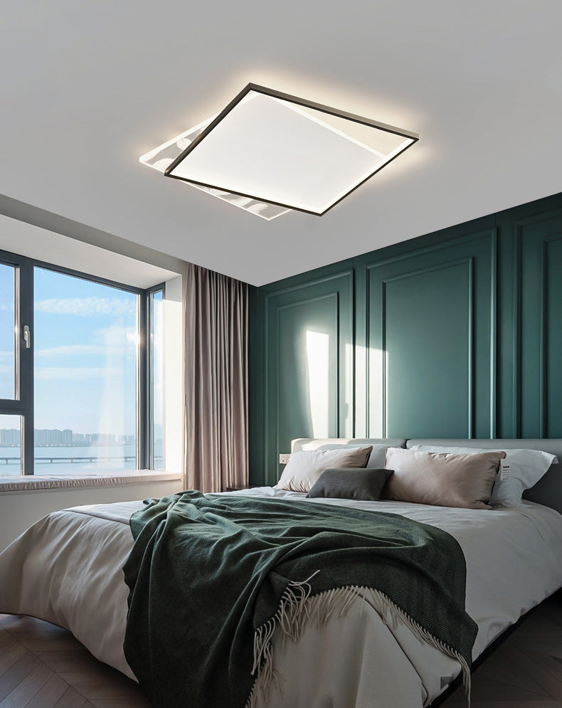 Modern Romantic Feather LED Ceiling Light Geometric Wrought Iron Ceiling Fixture for Bedroom