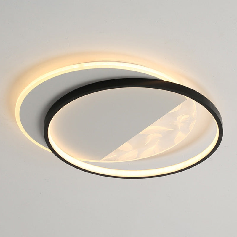 Geometric Feather LED Semi Flush Mount in Modern Simplicity Wrought Iron Ceiling Light for Interior Spaces