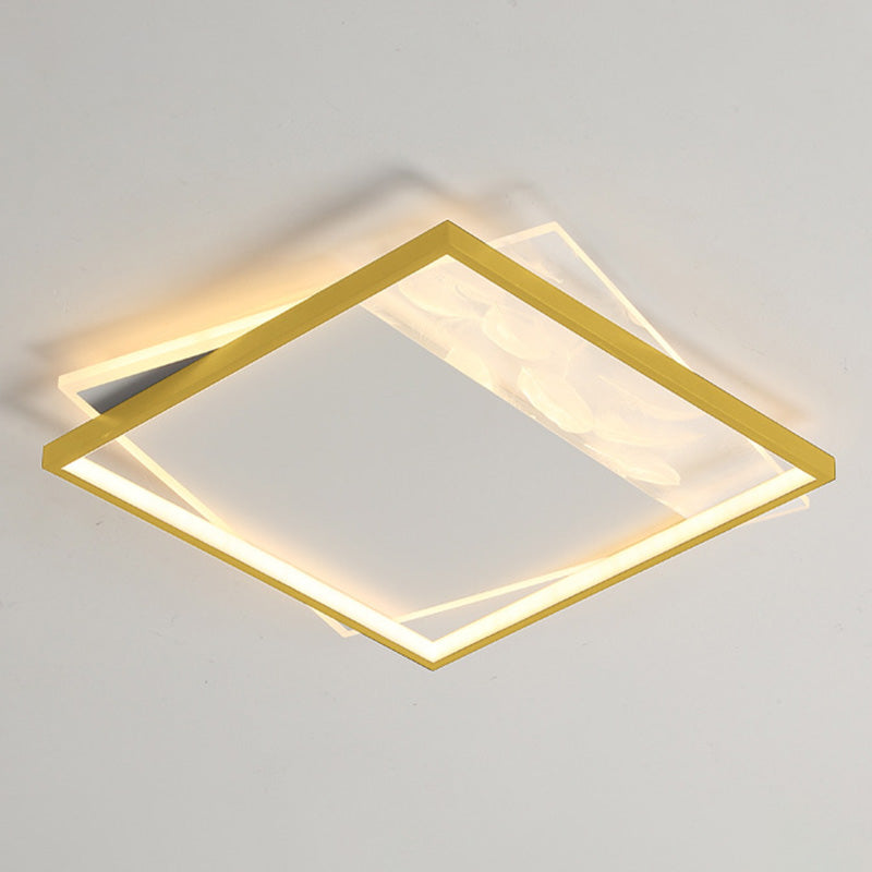 Geometric Feather LED Semi Flush Mount in Modern Simplicity Wrought Iron Ceiling Light for Interior Spaces