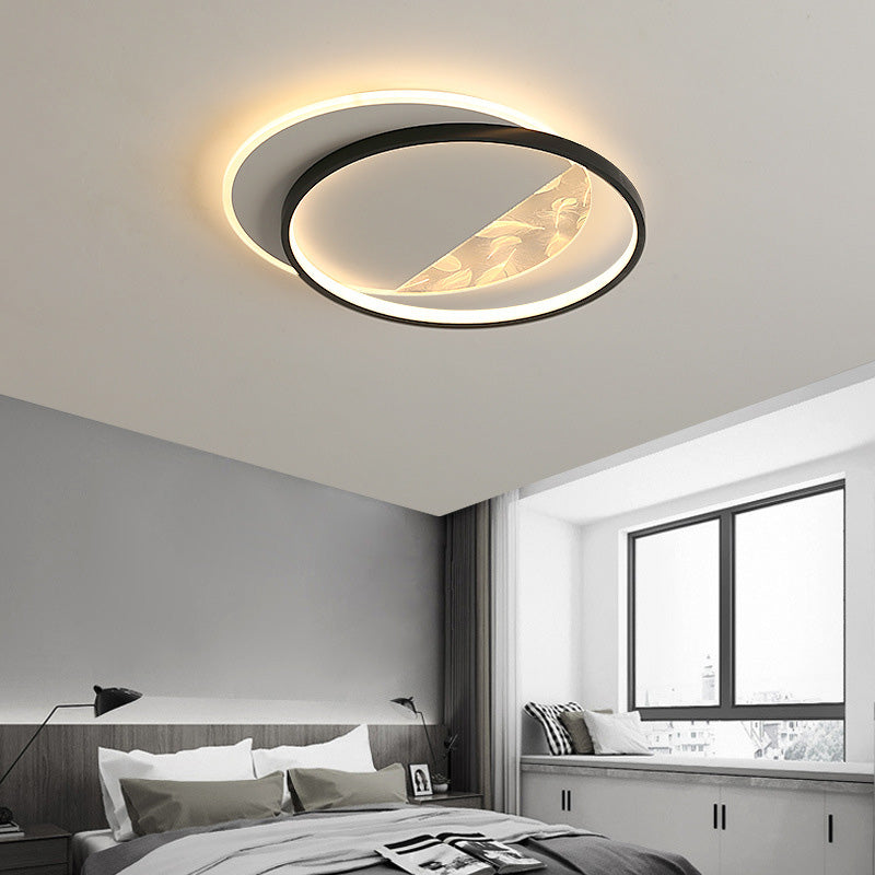 Geometric Feather LED Semi Flush Mount in Modern Simplicity Wrought Iron Ceiling Light for Interior Spaces
