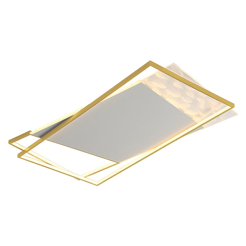 Geometric Feather LED Semi Flush Mount in Modern Simplicity Wrought Iron Ceiling Light for Interior Spaces