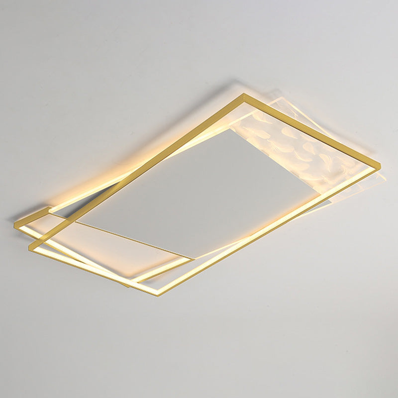 Geometric Feather LED Semi Flush Mount in Modern Simplicity Wrought Iron Ceiling Light for Interior Spaces