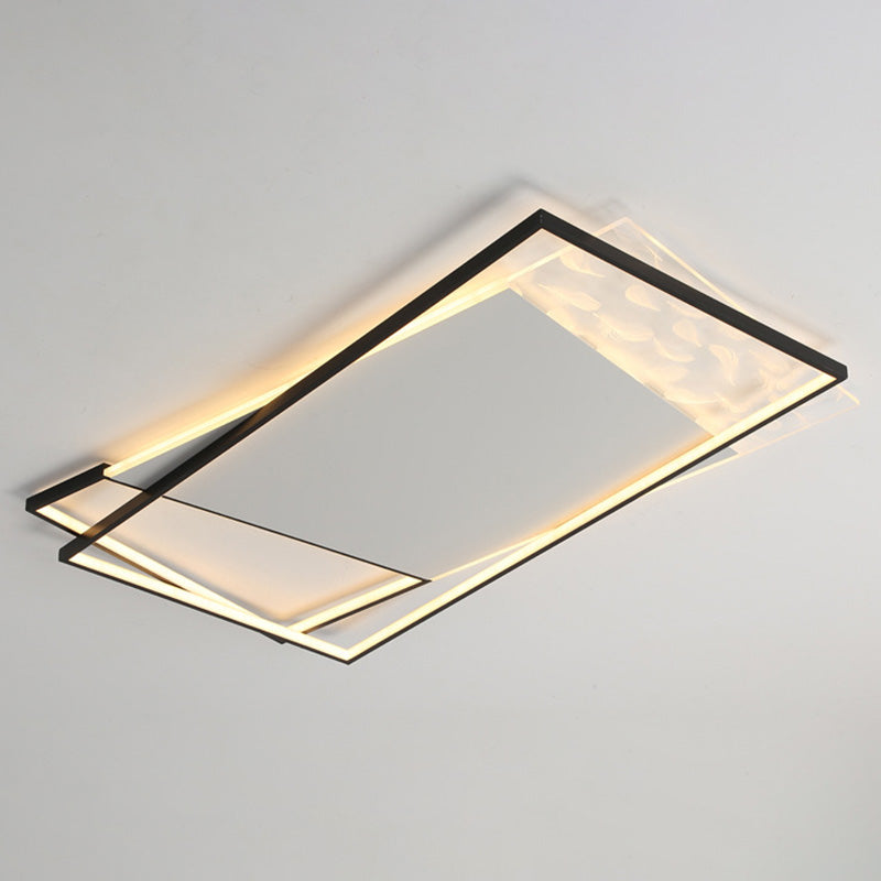 Geometric Feather LED Semi Flush Mount in Modern Simplicity Wrought Iron Ceiling Light for Interior Spaces