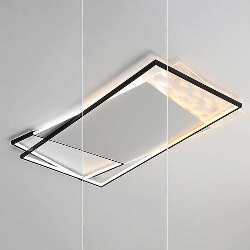 Geometric Feather LED Semi Flush Mount in Modern Simplicity Wrought Iron Ceiling Light for Interior Spaces