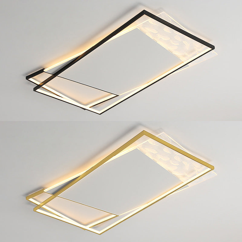 Geometric Feather LED Semi Flush Mount in Modern Simplicity Wrought Iron Ceiling Light for Interior Spaces