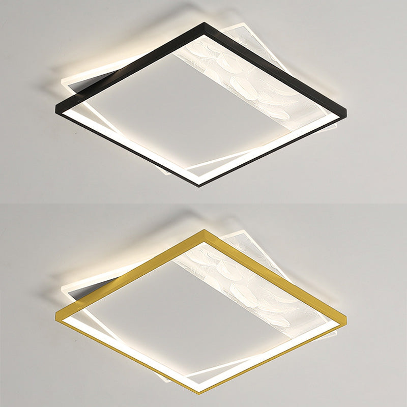 Geometric Feather LED Semi Flush Mount in Modern Simplicity Wrought Iron Ceiling Light for Interior Spaces