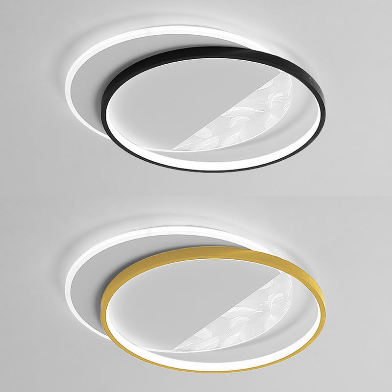 Geometric Feather LED Semi Flush Mount in Modern Simplicity Wrought Iron Ceiling Light for Interior Spaces