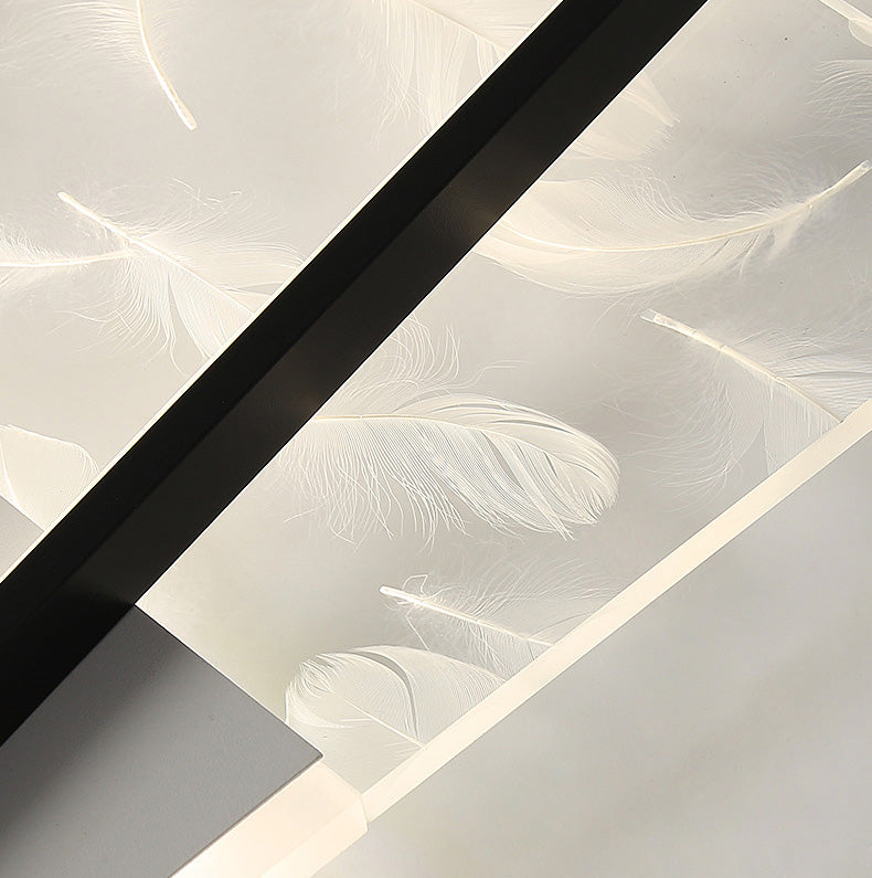 Geometric Feather LED Semi Flush Mount in Modern Simplicity Wrought Iron Ceiling Light for Interior Spaces