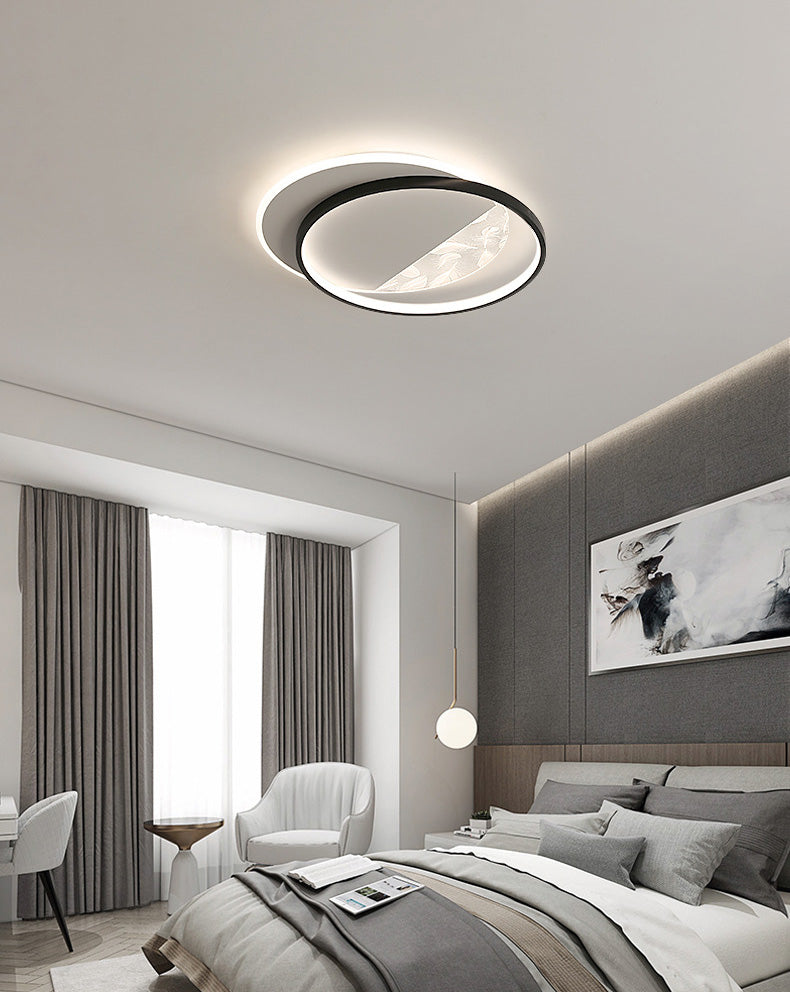 Geometric Feather LED Semi Flush Mount in Modern Simplicity Wrought Iron Ceiling Light for Interior Spaces
