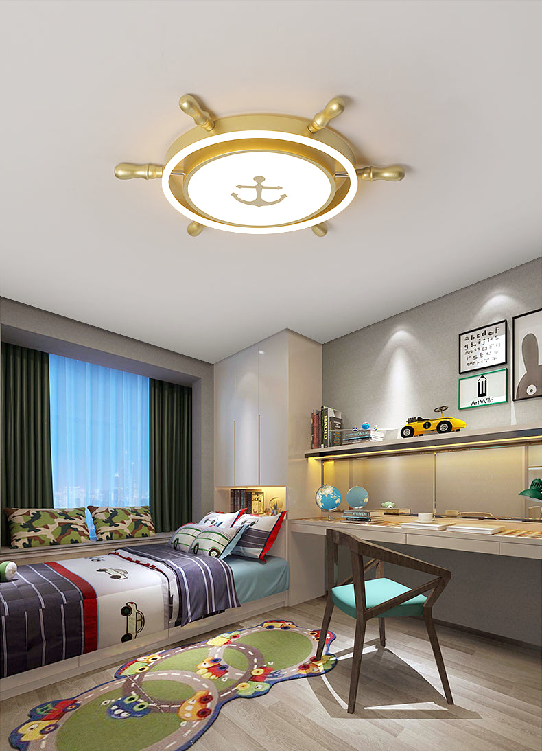 Mediterranean Style Ceiling Light Fixture Children's Room Bedroom Multi-colored Cute Kindergarten Cartoon Rudder Lamps