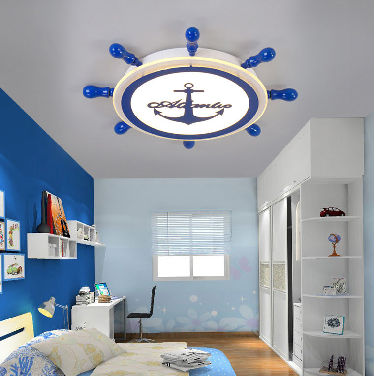Mediterranean Style Ceiling Light Fixture Children's Room Bedroom Multi-colored Cute Kindergarten Cartoon Rudder Lamps