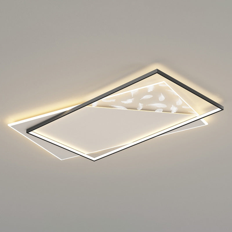 Modern Concise Feather LED Ceiling Fixture Wrought Iron Flush Mount for Living Room
