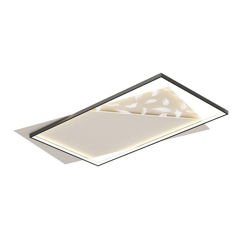 Modern Concise Feather LED Ceiling Fixture Wrought Iron Flush Mount for Living Room