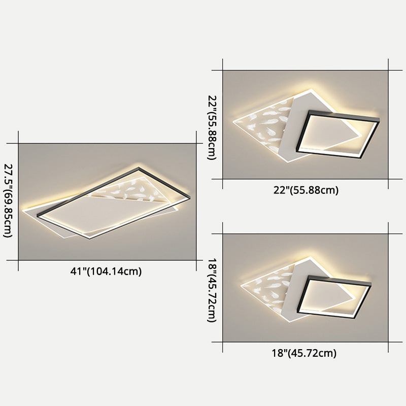 Modern Concise Feather LED Ceiling Fixture Wrought Iron Flush Mount for Living Room