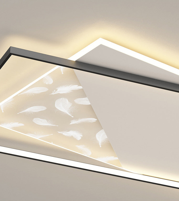 Modern Concise Feather LED Ceiling Fixture Wrought Iron Flush Mount for Living Room