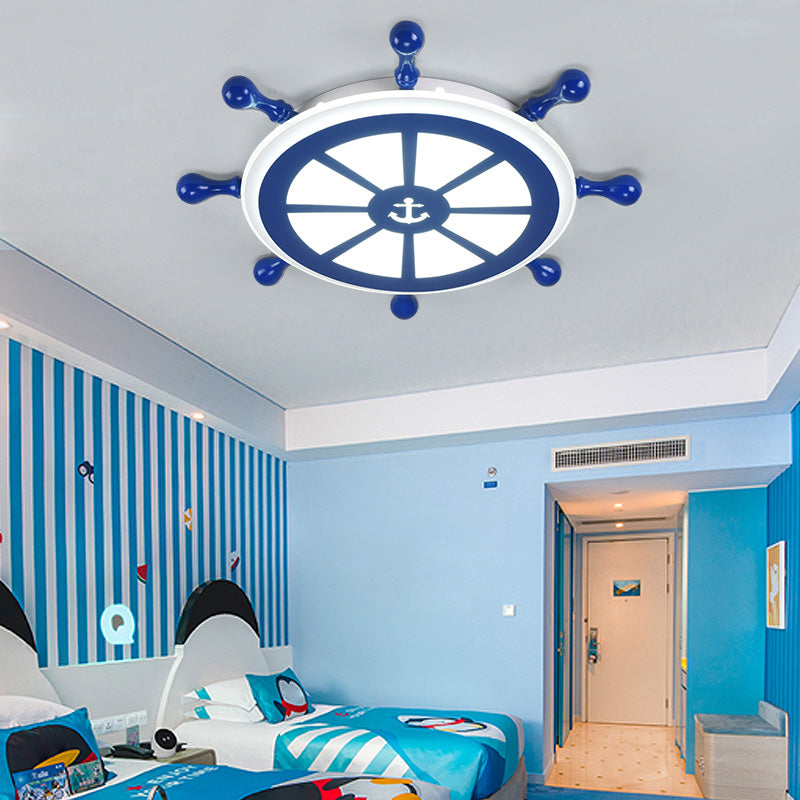 American Ceiling Light Mediterrane Stil Kinder Zimmer Kreativ Schiff Ruder Persönlichkeit Cartoon Boy Schlafzimmer Lampe