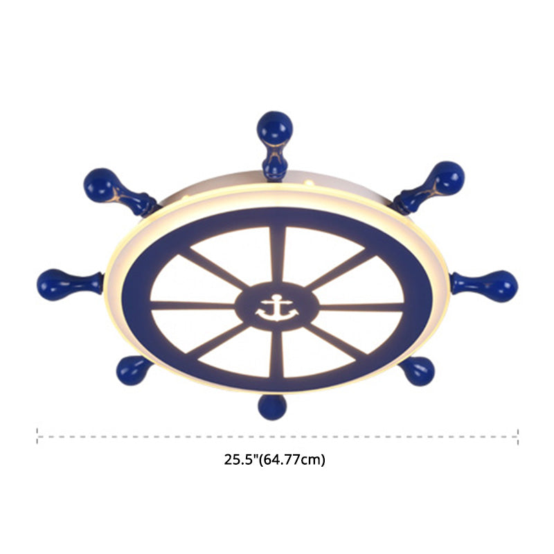 American Ceiling Light Mediterrane Stil Kinder Zimmer Kreativ Schiff Ruder Persönlichkeit Cartoon Boy Schlafzimmer Lampe