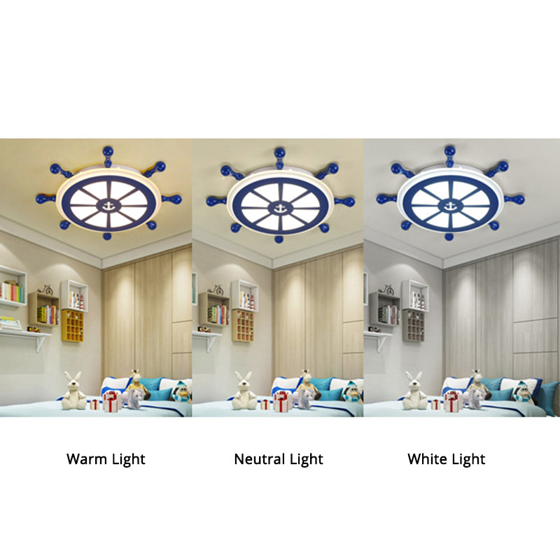 American Ceiling Light Mediterrane Stil Kinder Zimmer Kreativ Schiff Ruder Persönlichkeit Cartoon Boy Schlafzimmer Lampe
