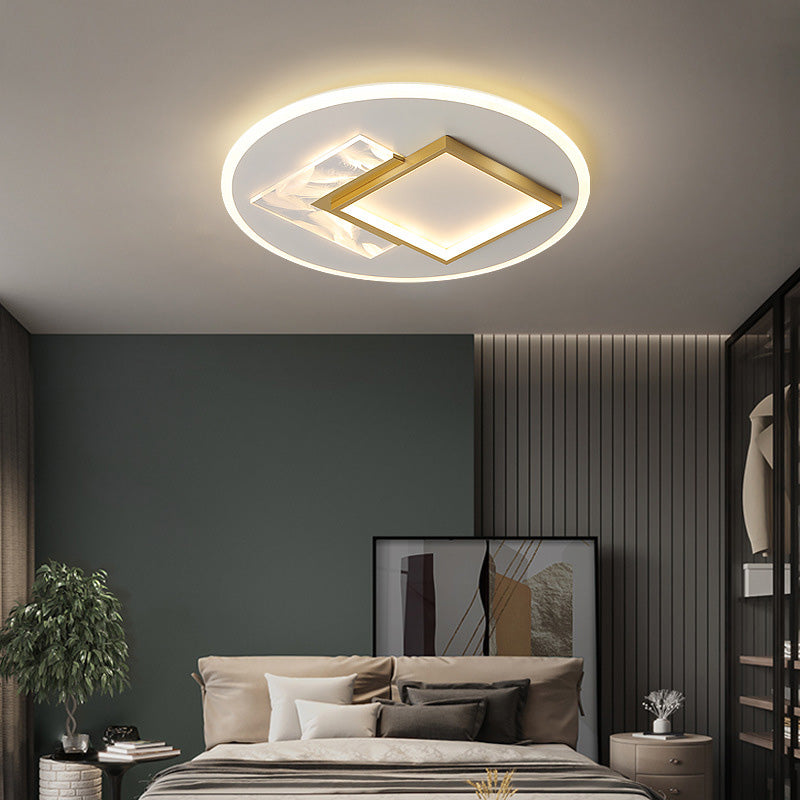 White and Gold LED Flush Mount in Modern Concise Style Acrylic Feather Ceiling Light for Living Room