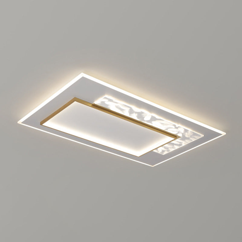 White and Gold LED Flush Mount in Modern Concise Style Acrylic Feather Ceiling Light for Living Room