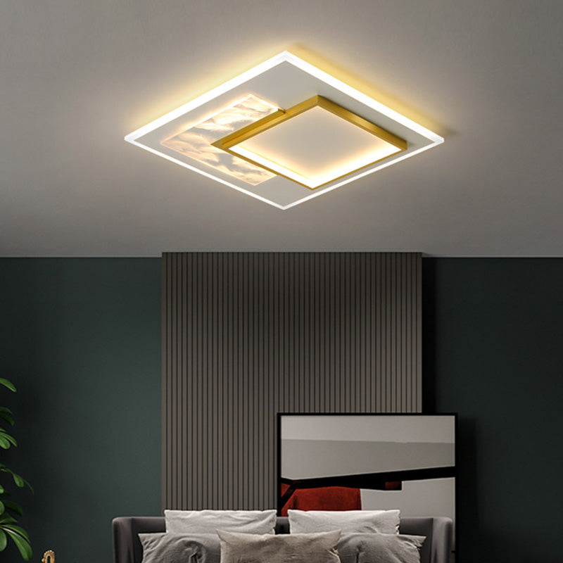 White and Gold LED Flush Mount in Modern Concise Style Acrylic Feather Ceiling Light for Living Room