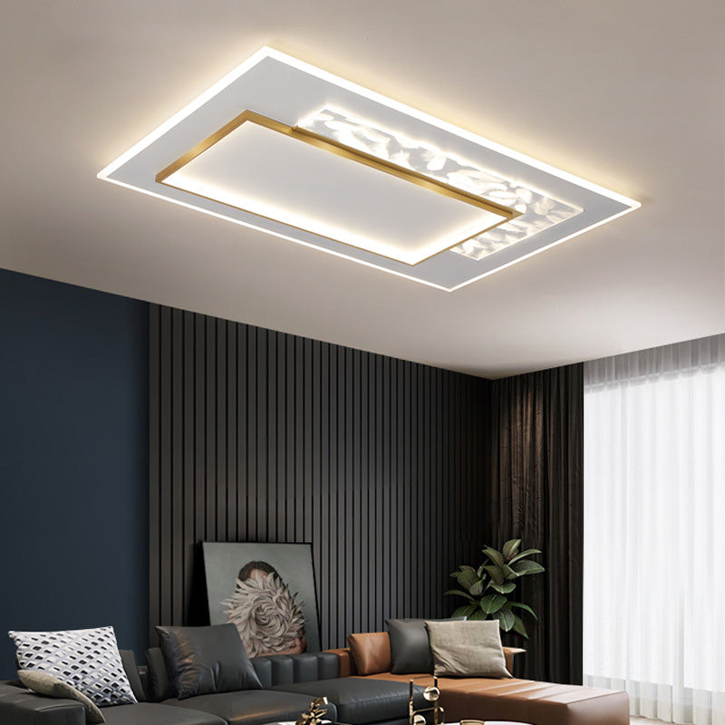 White and Gold LED Flush Mount in Modern Concise Style Acrylic Feather Ceiling Light for Living Room