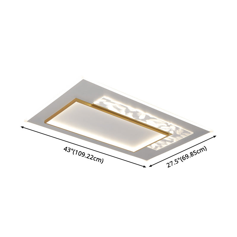 White and Gold LED Flush Mount in Modern Concise Style Acrylic Feather Ceiling Light for Living Room