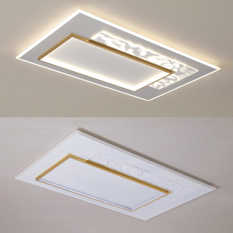 White and Gold LED Flush Mount in Modern Concise Style Acrylic Feather Ceiling Light for Living Room