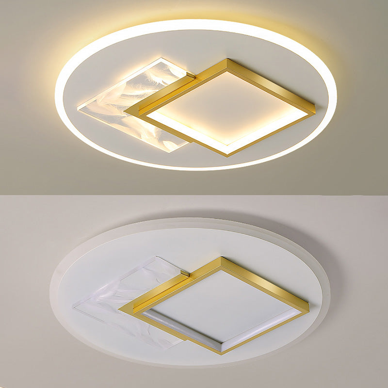 White and Gold LED Flush Mount in Modern Concise Style Acrylic Feather Ceiling Light for Living Room