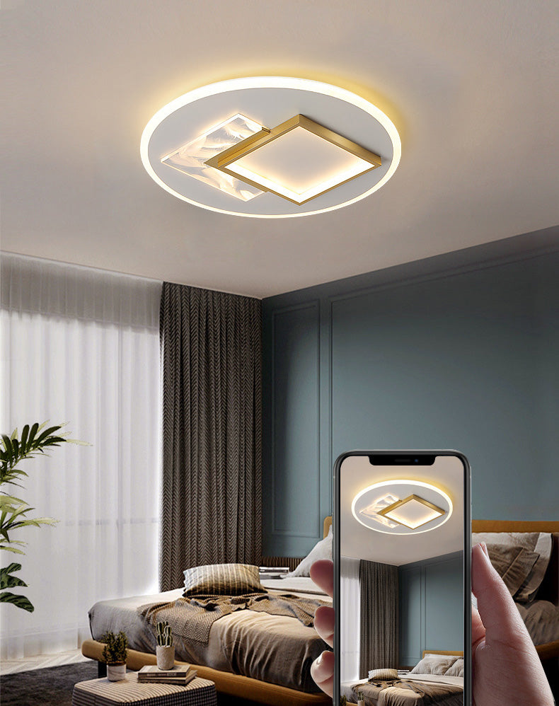 White and Gold LED Flush Mount in Modern Concise Style Acrylic Feather Ceiling Light for Living Room