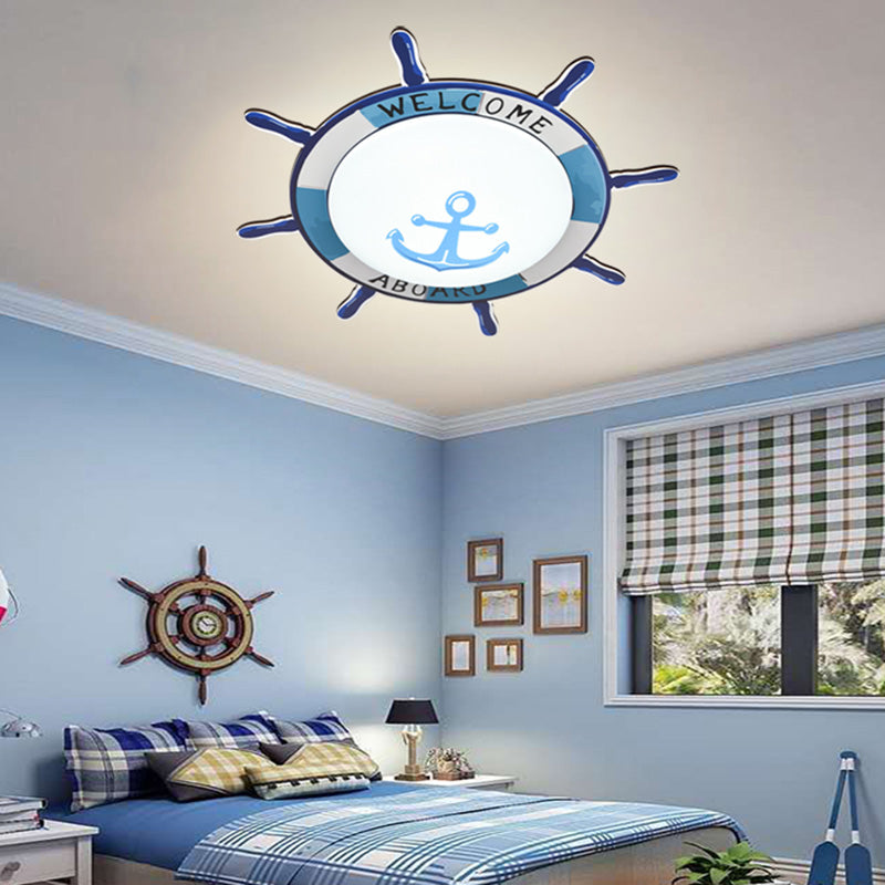 Plafonnier de chambre d'enfant, luminaire de Style méditerranéen, créatif, bateau de Pirate, gouvernail, chambre de garçon, lampe de chambre à coucher de dessin animé