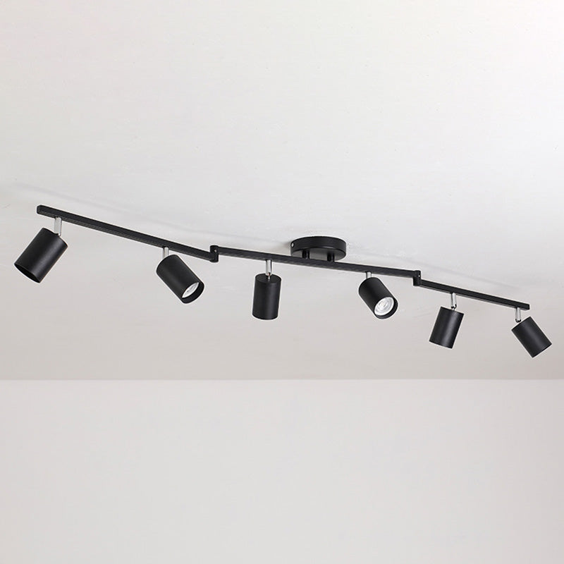 Nordic Zylindrische Metall Track Spotlights Semi Flush Ceiling Track Lighting für Foyer und Cloakroom