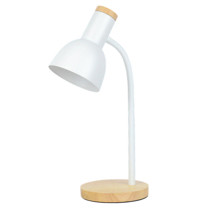 Dome Shade Nordic Style Table Lampe 18 "Hauteur de lite de lecture de chevet avec base ronde en bois