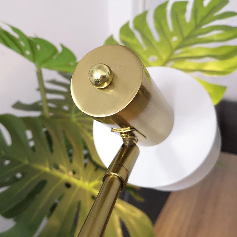 Modern Minimalist Marble Base Table Lamp Cylindrical Iron Shade Bedroom Lighting Fixture