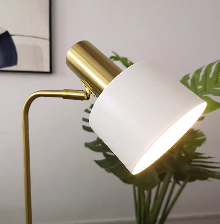 Modern Minimalist Marble Base Table Lamp Cylindrical Iron Shade Bedroom Lighting Fixture