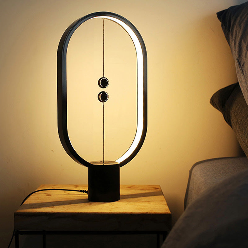 Circle LED Table Light Modern Minimalist Style Table Lamp with Plastic Shade for Living Room