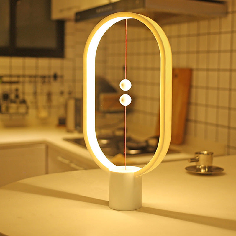 Circle LED Table Light Modern Minimalist Style Table Lamp with Plastic Shade for Living Room