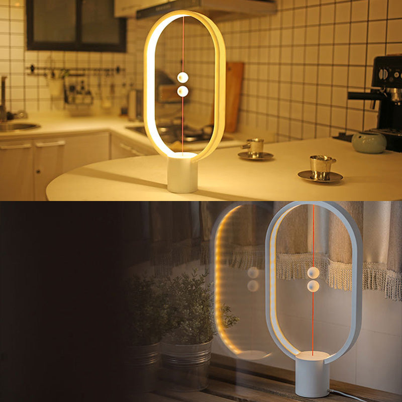 Circle LED Table Light Modern Minimalist Style Table Lamp with Plastic Shade for Living Room