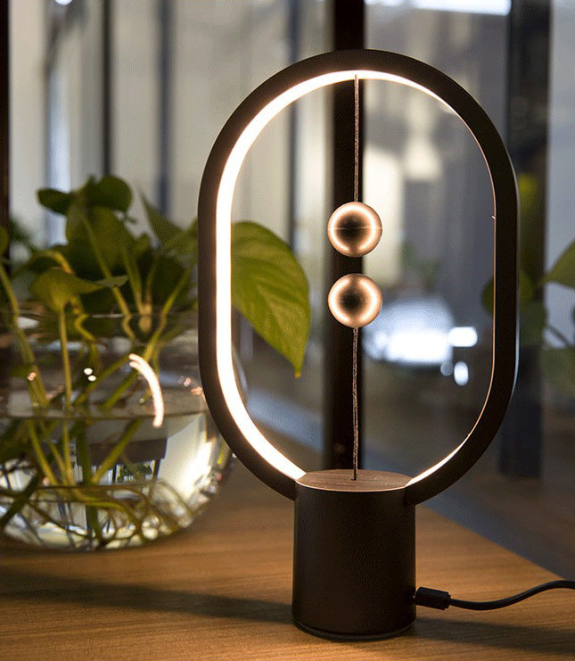 Circle LED Table Light Modern Minimalist Style Table Lamp with Plastic Shade for Living Room