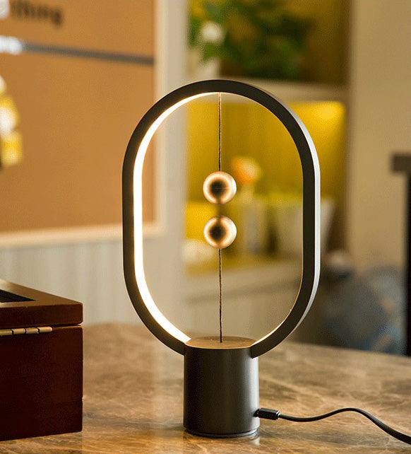 Circle LED Table Light Modern Minimalist Style Table Lamp with Plastic Shade for Living Room