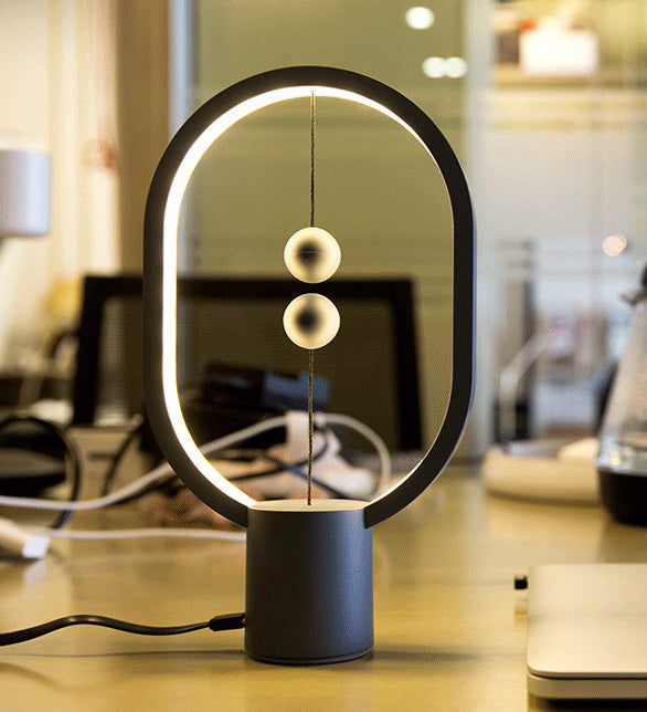Circle LED Table Light Modern Minimalist Style Table Lamp with Plastic Shade for Living Room