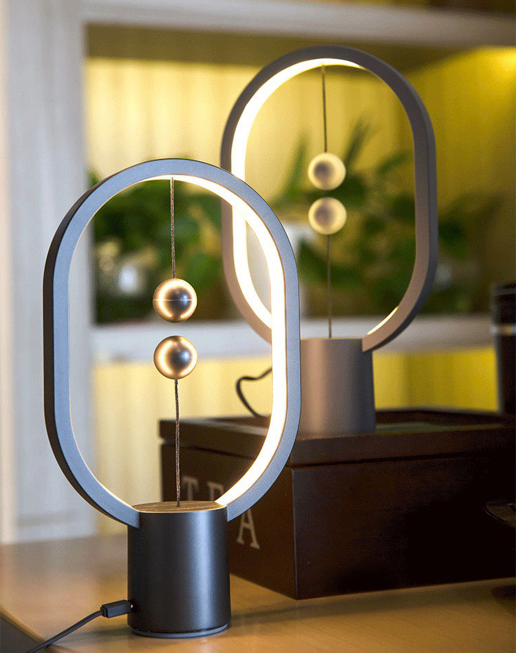 Circle LED Table Light Modern Minimalist Style Table Lamp with Plastic Shade for Living Room