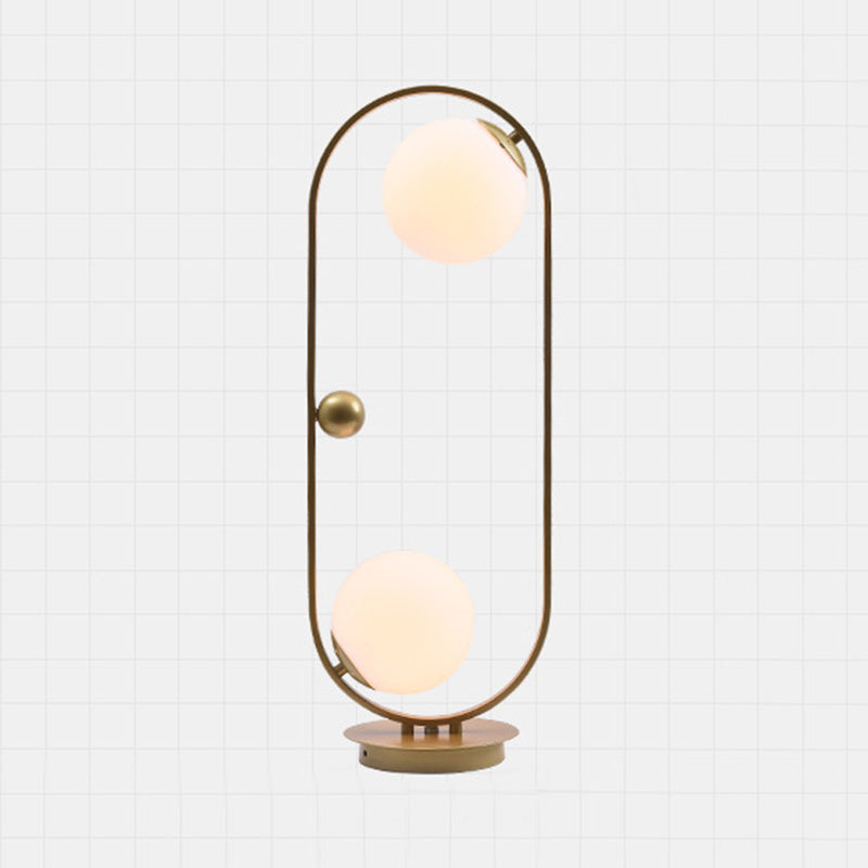 Orb-Shade Nightstand Light Minimalist Opal Frosted Glass Bedroom Table Lamp