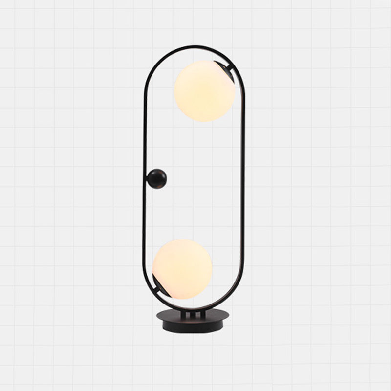 Orb-Shade Nightstand Light Minimalist Opal Frosted Glass Bedroom Table Lamp