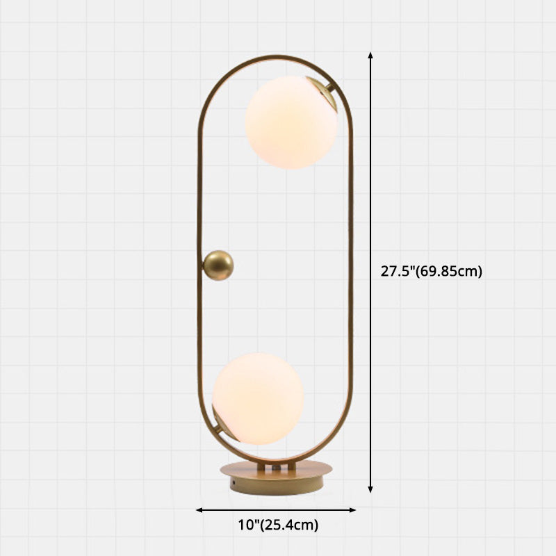 Orb-Shade Nightstand Light Minimalist Opal Frosted Glass Bedroom Table Lamp