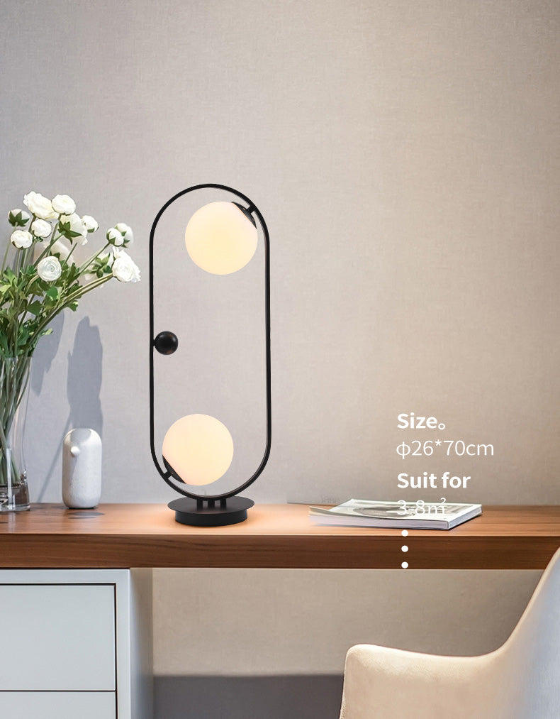 Orb-Shade Nightstand Light Minimalist Opal Frosted Glass Bedroom Table Lamp