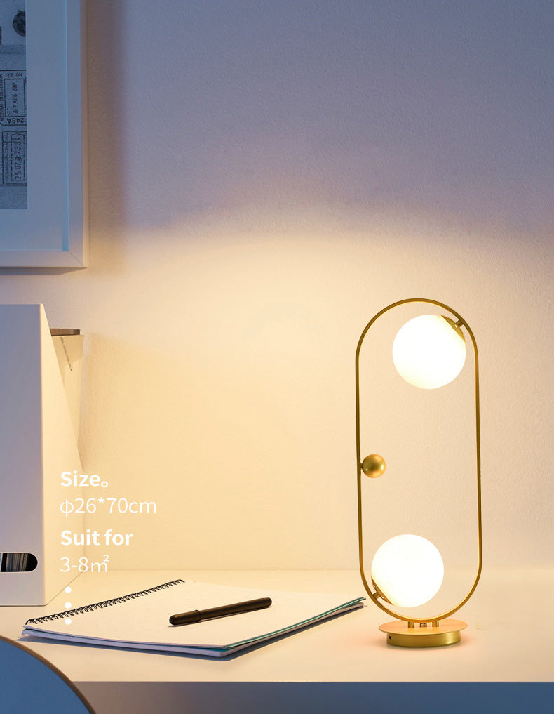 Orb-Shade Nightstand Light Minimalist Opal Frosted Glass Bedroom Table Lamp