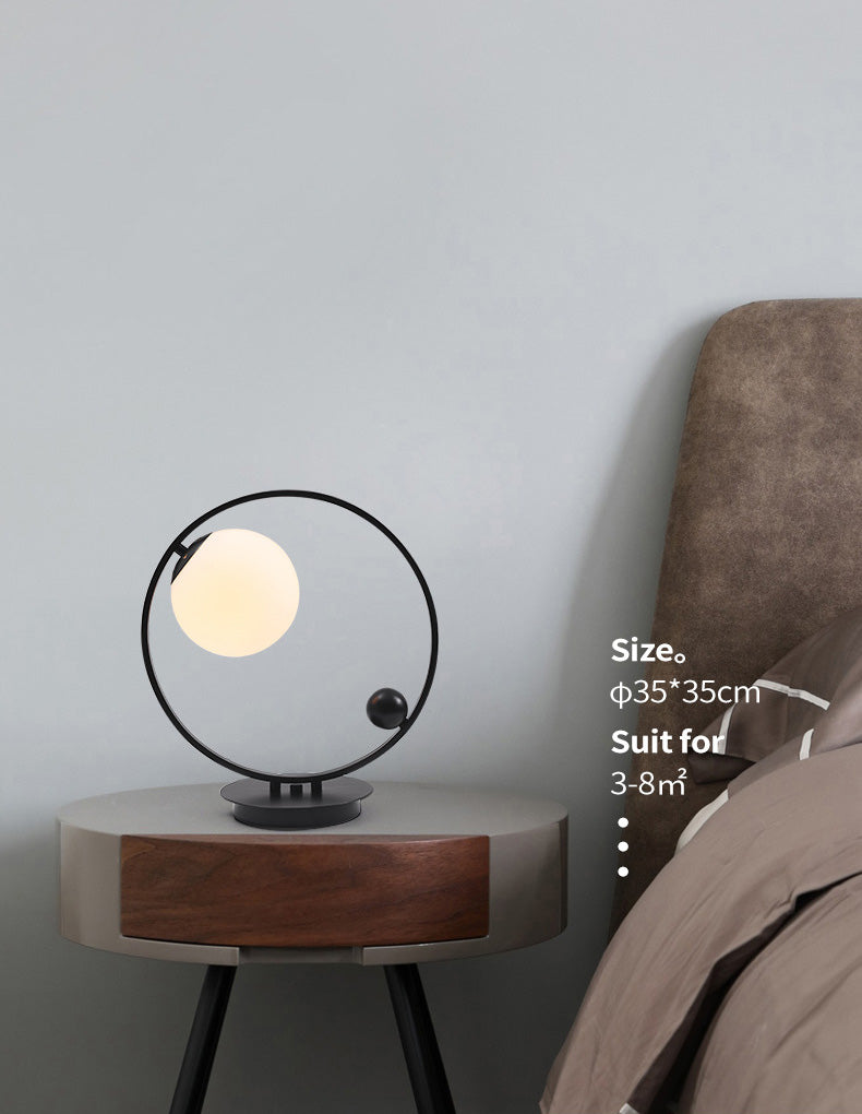 Orb-Shade Nightstand Light Minimalist Opal Frosted Glass Bedroom Table Lamp