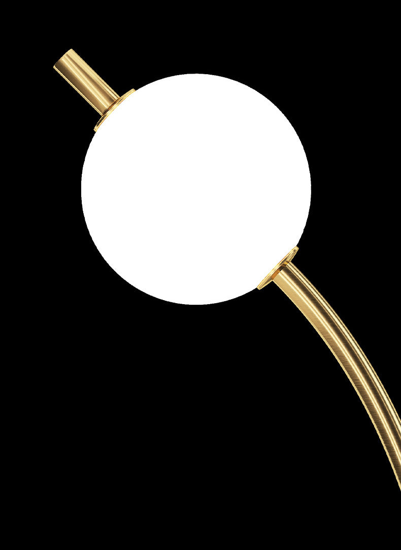 Simplicity Ball-Shade Night Lamp White Glass Bedroom LED Table Light in Gold